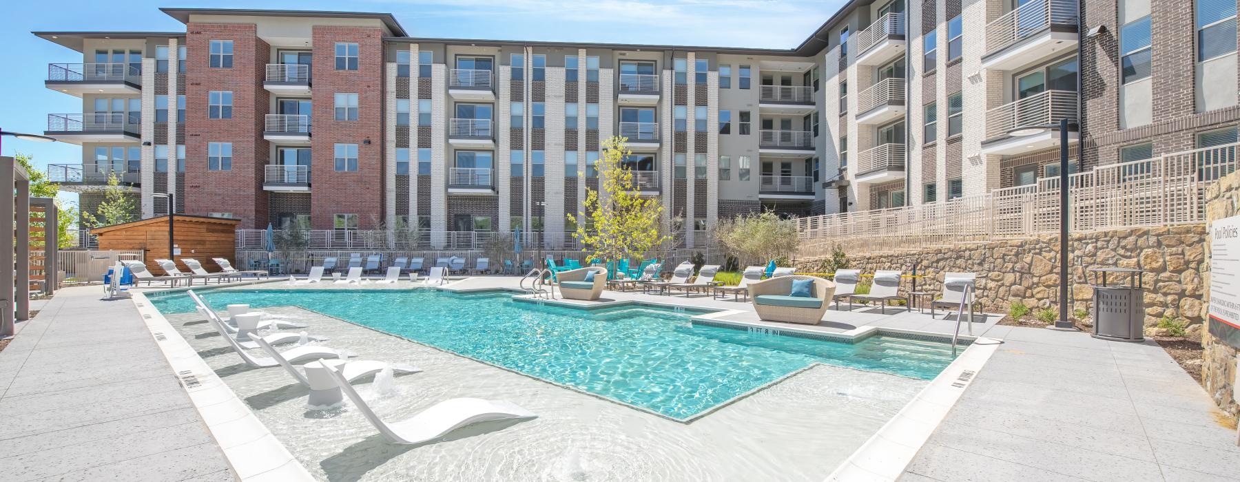 a swimming pool in a courtyard