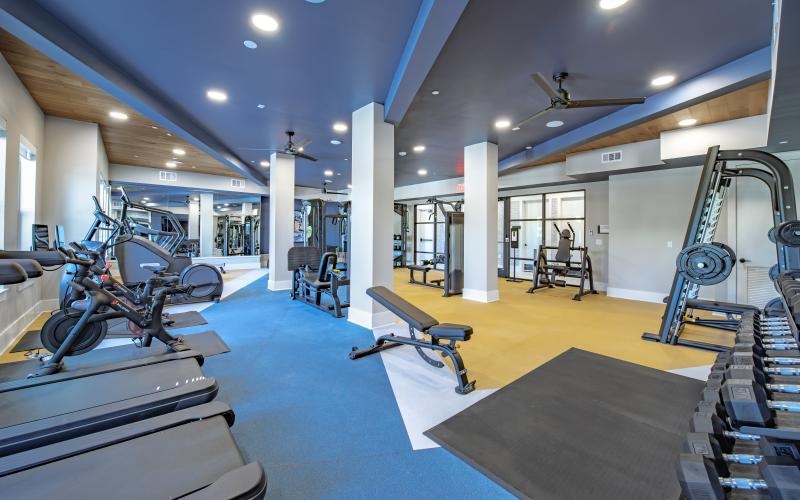 a gym with exercise equipment